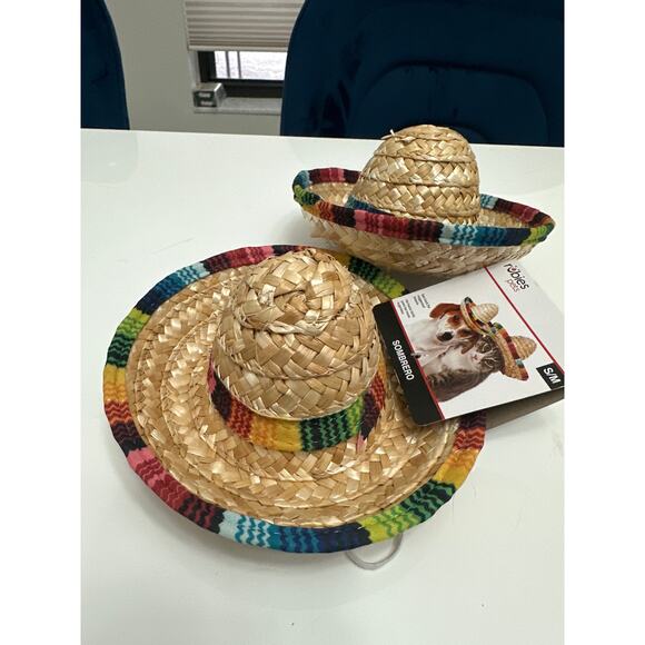 Dog & Cat Straw Sombrero Hat, Lightweight, Multi-Use Pet Apparel - Picture 5 of 5
